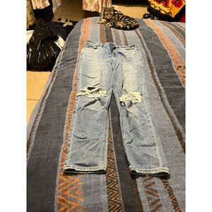 Women's American Eagle Jeans Size 12 Blue Distressed